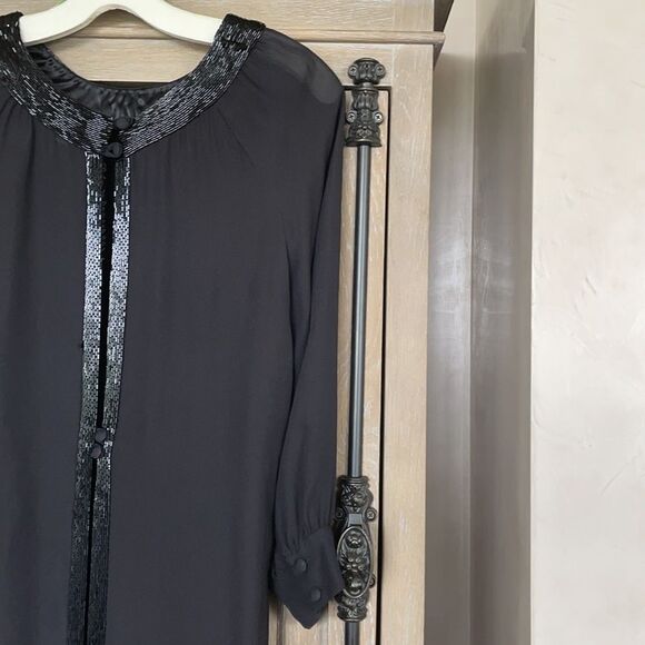Parker silk beaded blouse sheet top black small - Picture 5 of 15